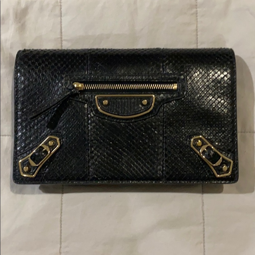 Balenciaga Black Clutch w/ gold hardware